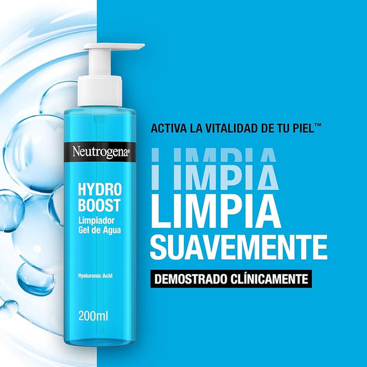 Neutrogena – Hydro Boost Water Gel Cleanser (200 ml) | Gel Limpiador Hidratante con Ácido Hialurónico